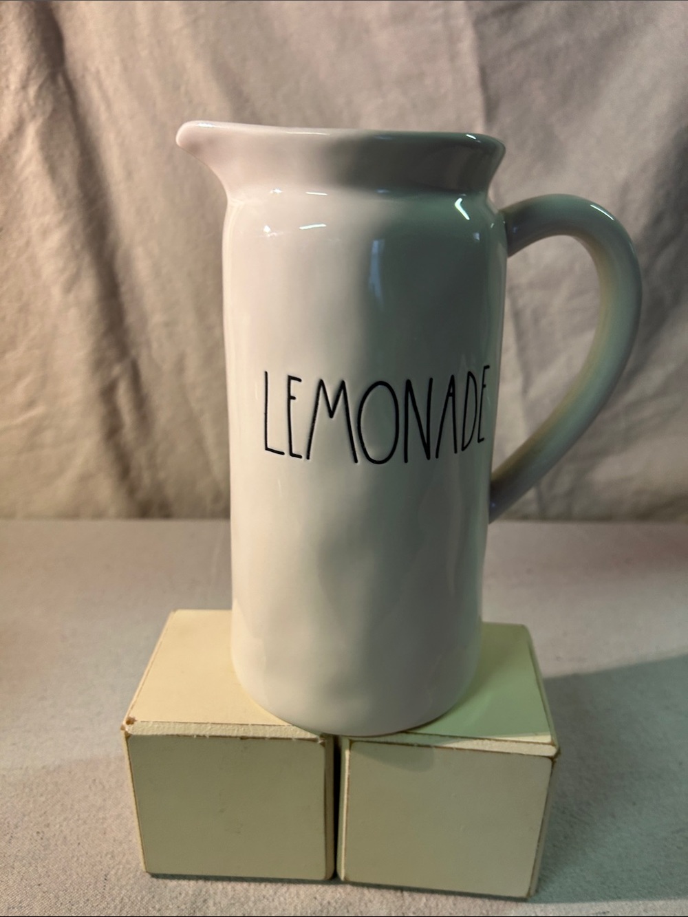 Rae Dunn White Ceramic 'LEMONADE' Pitcher with Handle